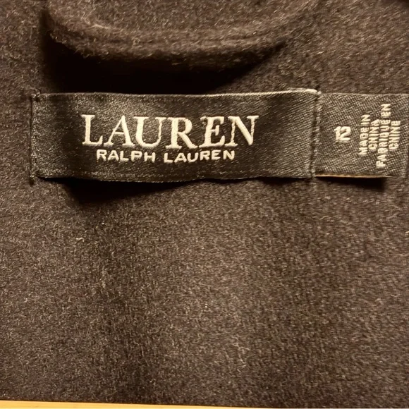NWT Ralph Lauren Crest-Patch Wool-Blend Coat Size 12 Black - Picture 6 of 11
